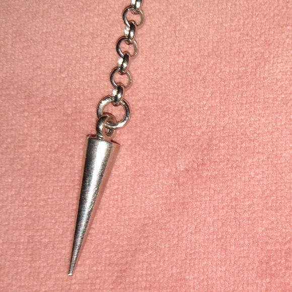 Silver Spike Long Chain Earrings Handmade Goth Steel Ear Wires Punk Biker KATTA - Picture 6 of 8